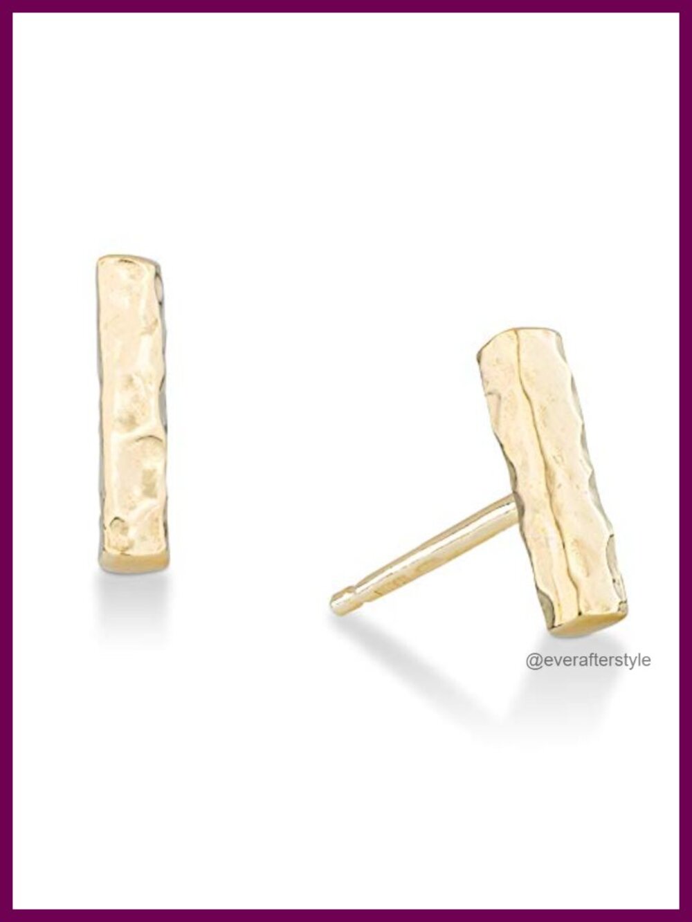 Hammered Bar Stud Earrings 925 Sterling Silver Made in Italy Dainty Minimalist